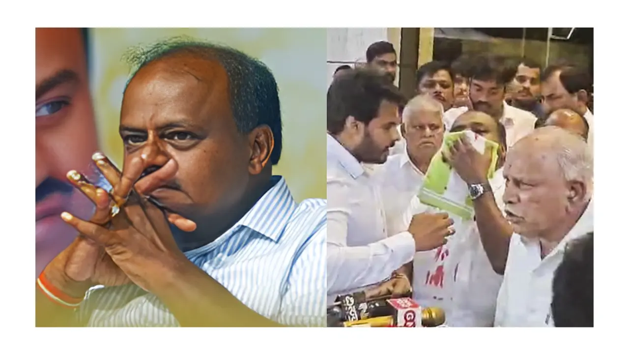 H.D. Kumaraswamy Suffers Nosebleed During Speech