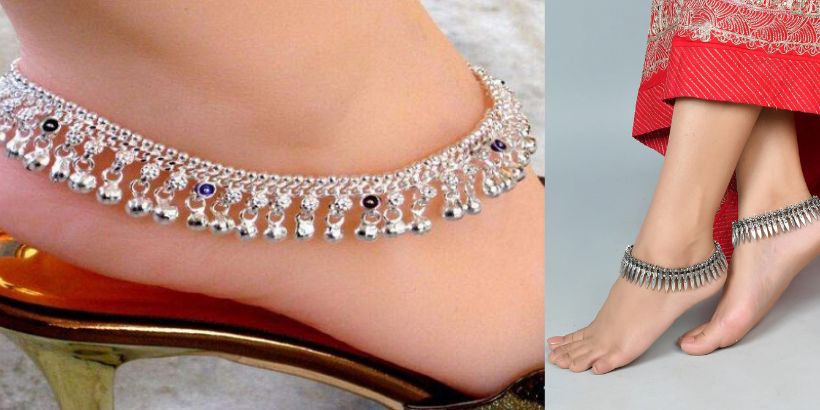 Can women wear anklets and black thread together?