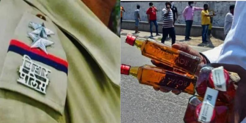 Bihar police caught drinking