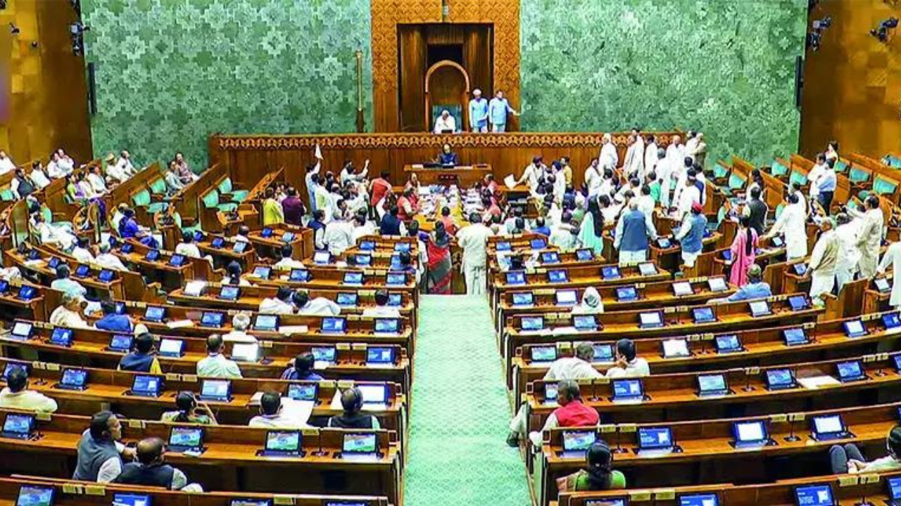The Indian Parliament building in New Delhi ahead of preparations for the upcoming Monsoon Session.