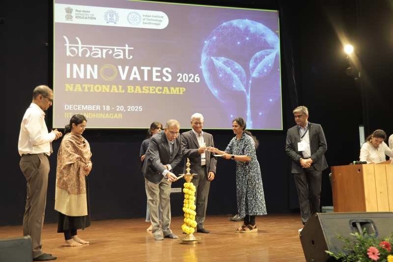Indian startup founders presenting innovative technology solutions to international investors at Bharat Innovates 2026 in France.