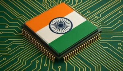Engineers work inside a semiconductor manufacturing facility as India expands its chip production capabilities.