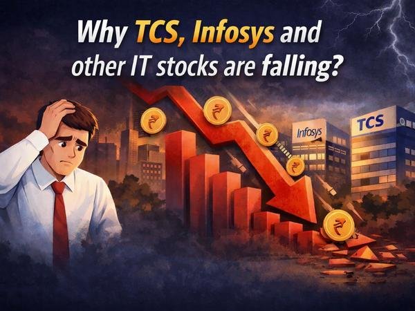 Stock market screen displaying technology sector shares as AI-driven changes impact Indian IT companies